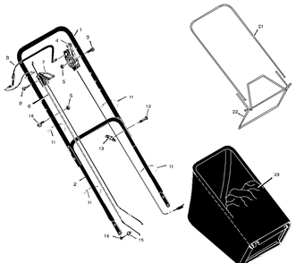 Handle And Bag Assembly Diagram and Parts List for 20605X51A 1997 Briggs and Stratton Lawn Mower